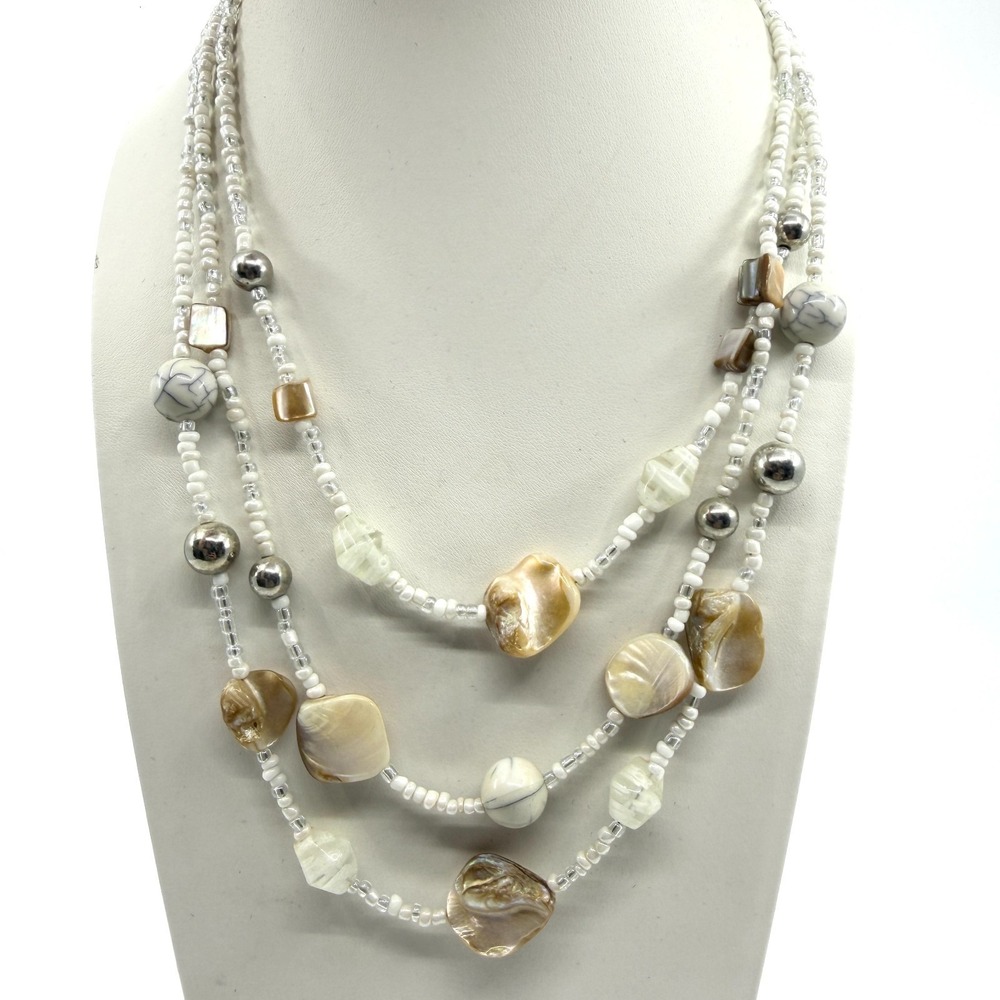 Bohemian Multi-Strand Shell Bead Necklace - Layering Statement Gift